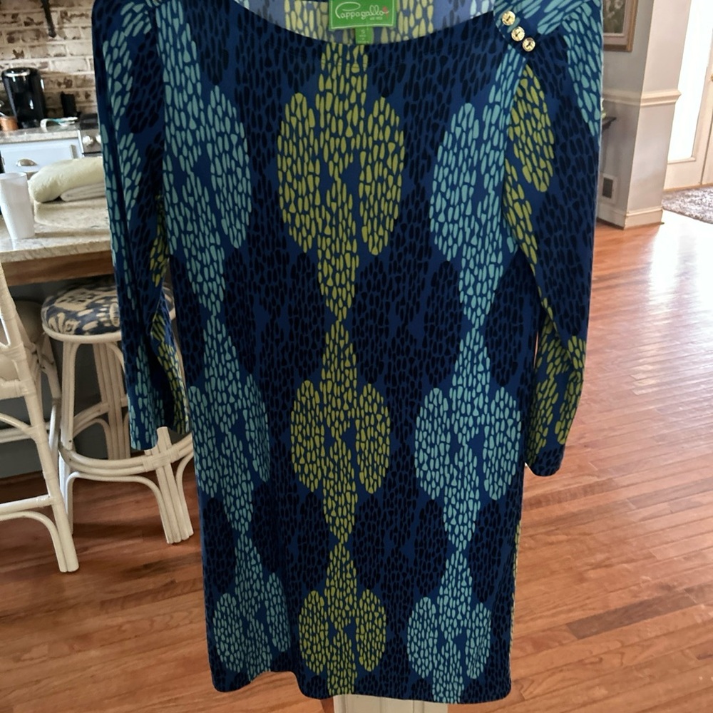 Pappagallo Blue and Yellow Patterned Dress